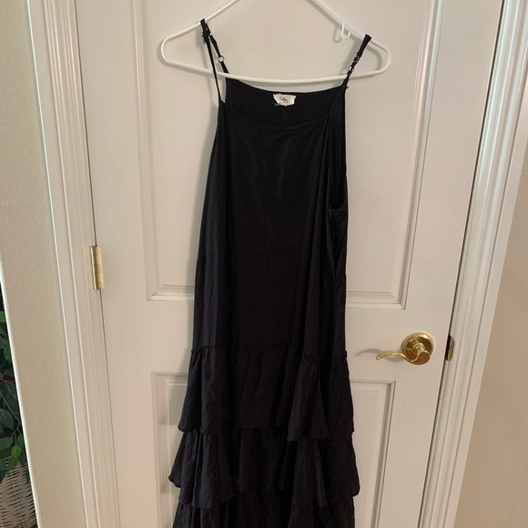 holiday Woman’s Black Adjustable Sundress with Ruffles at the Bottom - Picture 2 of 8